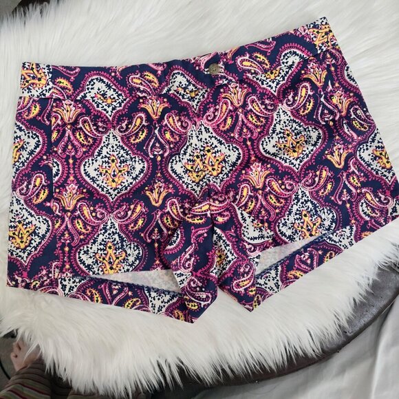 Paisley Print Stretch Shorts – by J.Crew Multicolor Summer Cotton Blend Sz 6 - Picture 1 of 8